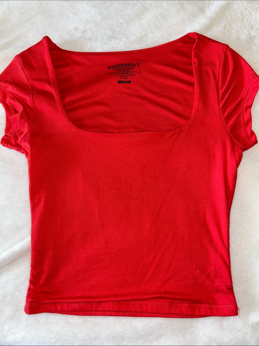 Harper Red Short-Sleeve Square Neck Top